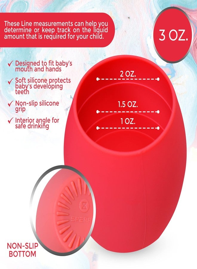 SPERRIC Silicone Baby Cup - Toddler Training Cup - Open Cup for Baby Led Weaning 2 Pack of No Spill Sippy Baby Cups - Soft & Gentle on Gums BPA Free Silicone Baby Cups (Red) - Image 2